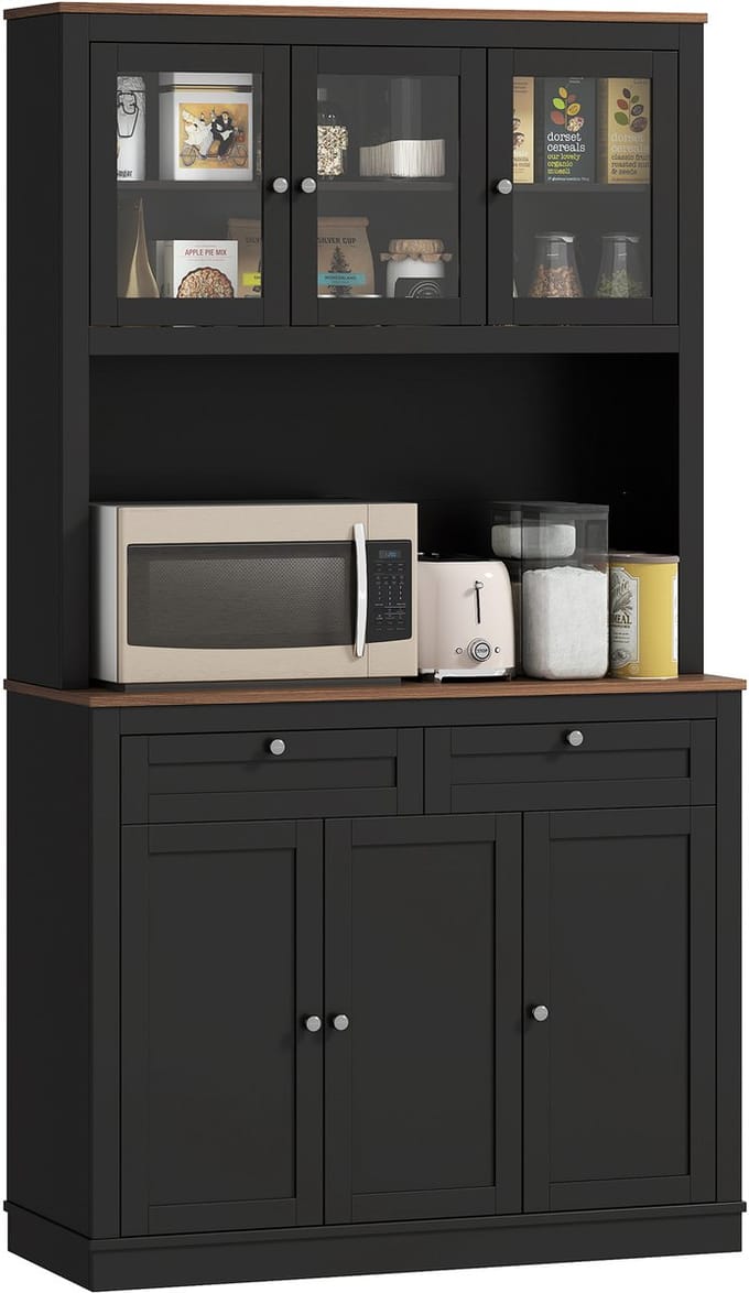 HOMCOM Keukenkast - MDF - 100x40x180cm - Zwart