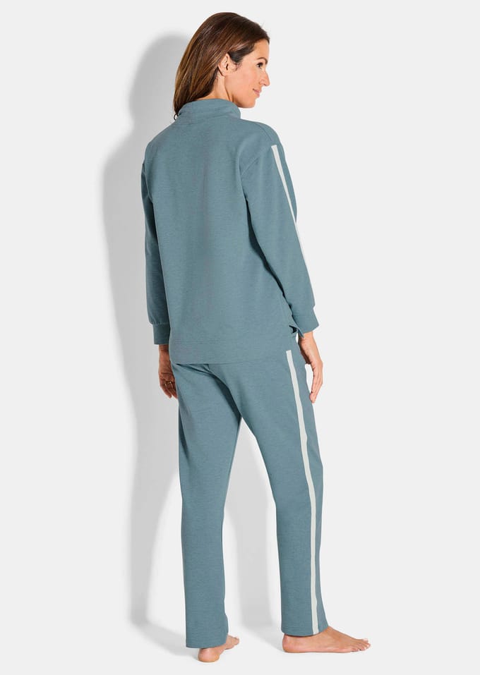Huispak met sierbies - grijsgroen / gemêl. - Gr. 38 van Goldner Fashion