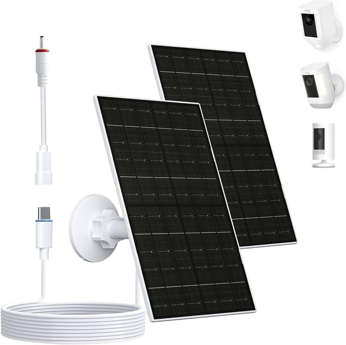 Zonnepaneel Camera - Solar Charger - Camera Opladen - IP66 Waterdicht - 7W - Zwart