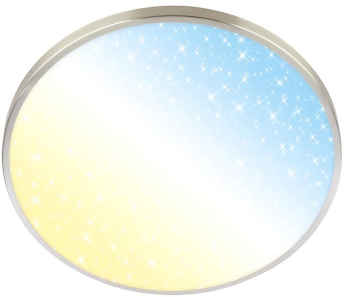 BRILONER Competo - LED Plafondlamp - CCT kleur temperatuurregeling - met afstandsbediening - sterrenhemel effect - dimbaar - Ø38 cm - nikkel