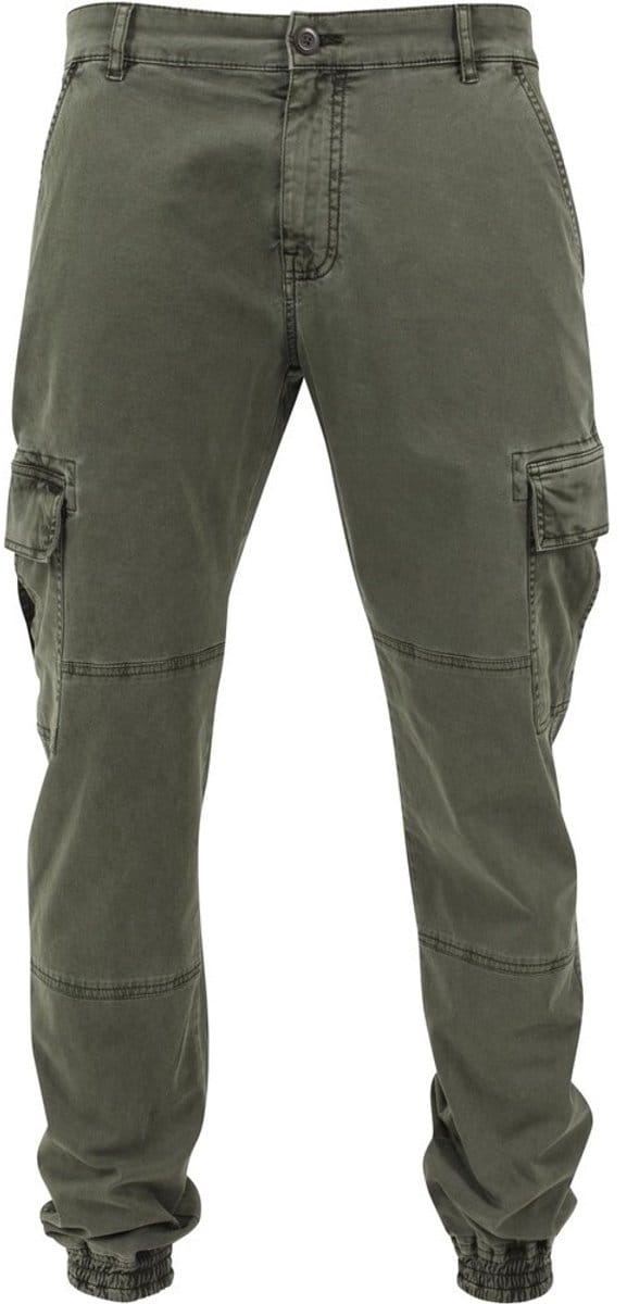 Urban Classics - Washed Cargo Twill Heren joggingbroek - Taille, 31 inch - Groen