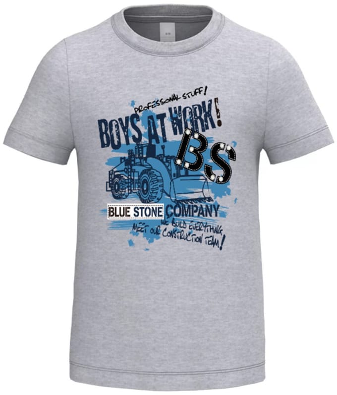 Jongens shirt Boys at work - Grijs - 146/152