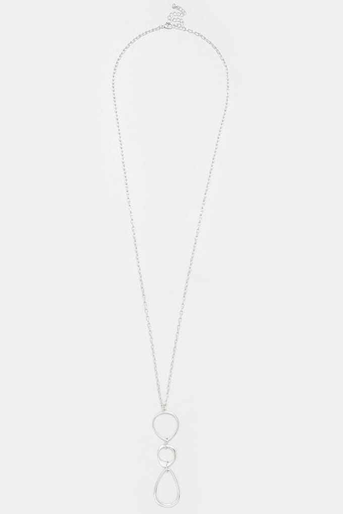 Yours Zilverkleurige Drievoudige Druppel Lange Kettingsize One Size