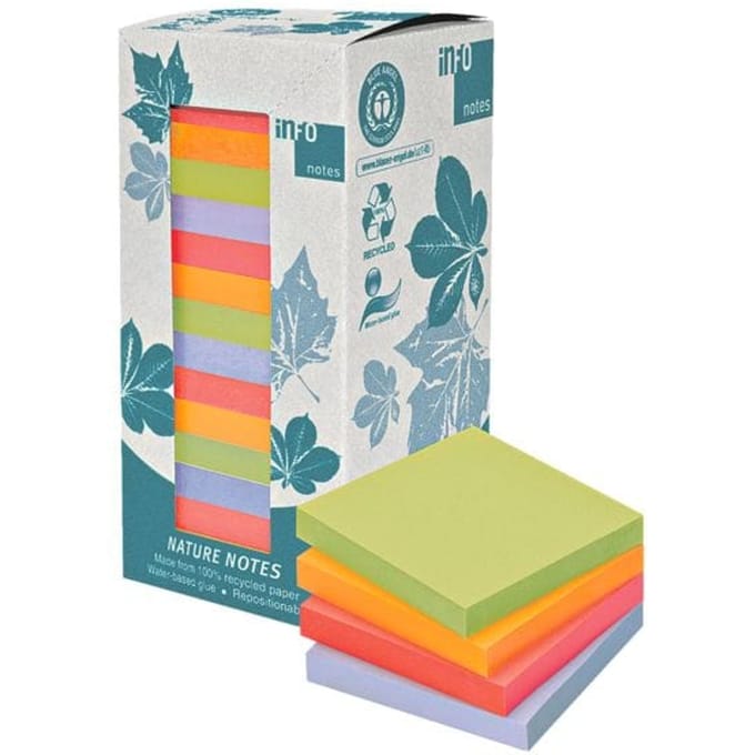 Info sticky notes - 16 x 100 vel - 75x75mm - roze, rood, oranje, groen - IN-5654-88TW7