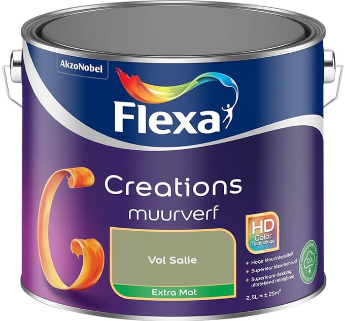 Flexa - Creations Muurverf Extra Mat - Vol Salie - Mengverf - 2,5 L