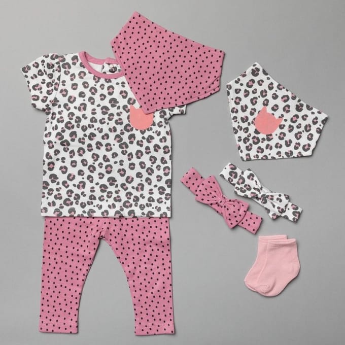 Lily & Jack - 7-delige set - panterprint - maat 12-18 M - maat 80/86