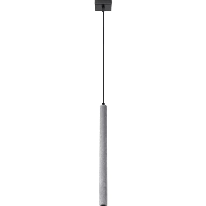 Hanglamp PASTELO 1 met slanke buisvormige kap - Sollux Lighting - IP20 - Grijs beton behuizing - 8 x 8 x 120 cm - 1 x G9 LED, exclusief lichtbron - Max. 8 W - Moderne hanglamp voor woonkamer, slaapkamer en eetkamer