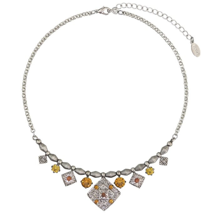 Behave Vintage ketting met stenen - 38 + 7 cm - bruin