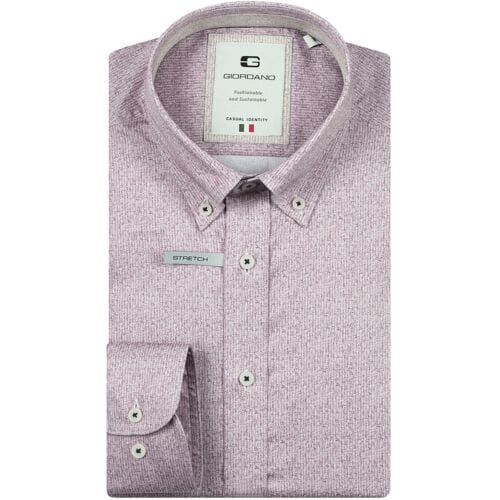 Giordano Overhemd Loretto Satin Stretch Micro Herringbone Mauve / male