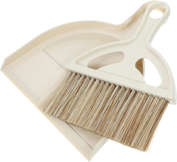 Mini Reinigingsset - Bezem Stoffer - Bureau Schoonmaken - Compact Ontwerp - 20 cm Lengte - Wit