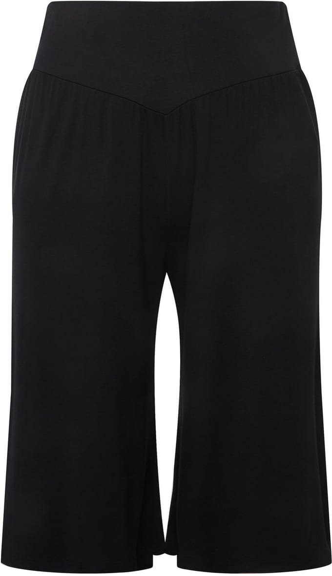 Ulla Popken - Dames - Bermuda wijde rechte pijp elastische tailleband - Zwart - Maat 50+
