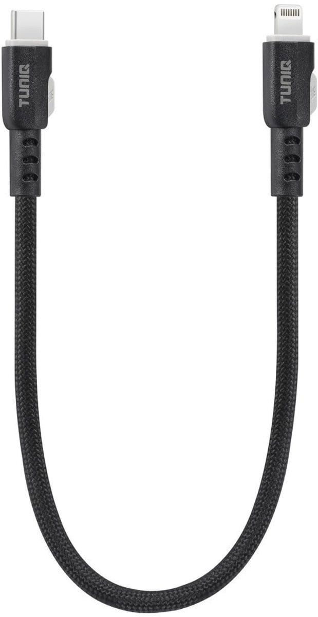 TUNIQ USB C naar Lightning Kabel 30cm - Snelladen - Gevlochten - Zwart