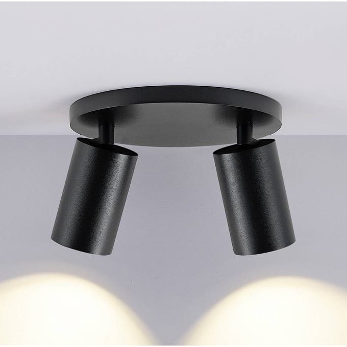Deko Light 348254 Can Tilt rund, 2x 7,5 W GU10, Schwarz Plafondopbouwarmatuur GU10 7.5 W Zwart