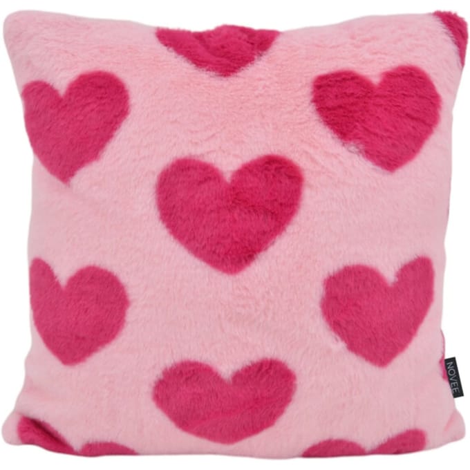 Sierkussen Furry Hart Roze | 45 x 45cm | Imitatiebont / Polyester