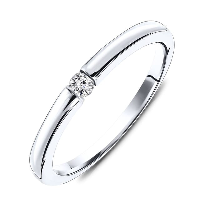 Miore Pure Ring Dames - 14 Karaat Witgoud - Met Diamanten - Handgemaakt - Maat 52