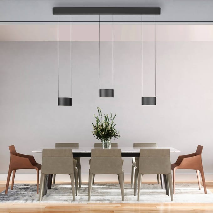PURE LED hanglamp Clipse, grijs, lengte 110 cm, CTT, 6-lamps.