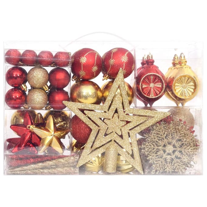 vidaXL - 108-delige - Kerstballenset - goud - en - rood