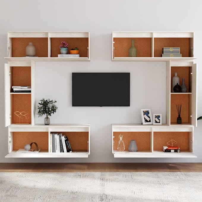 vidaXL - Tv-meubelen - 6 - st - massief - grenenhout - wit