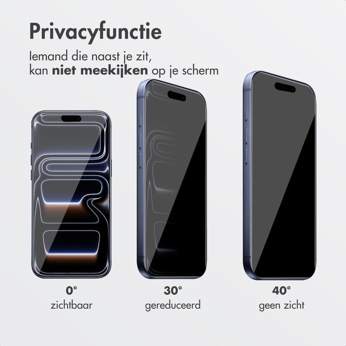 Accezz Screen Protector - Geschikt voor Apple iPhone 17 Pro - Gehard Glas Privacy Screenprotector + Applicator