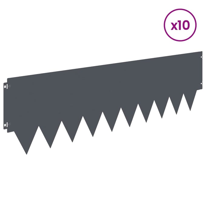 vidaXL - Gazonrand - 10 - st - 103 - x - 30 - cm - Staal - Antraciet