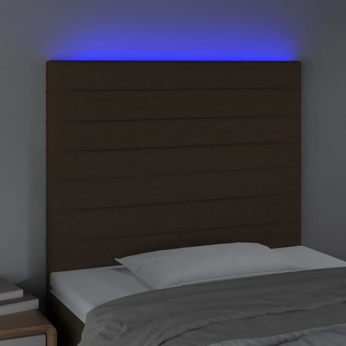vidaXL - Hoofdbord - LED - 100x5x118/128 - cm - stof - donkerbruin