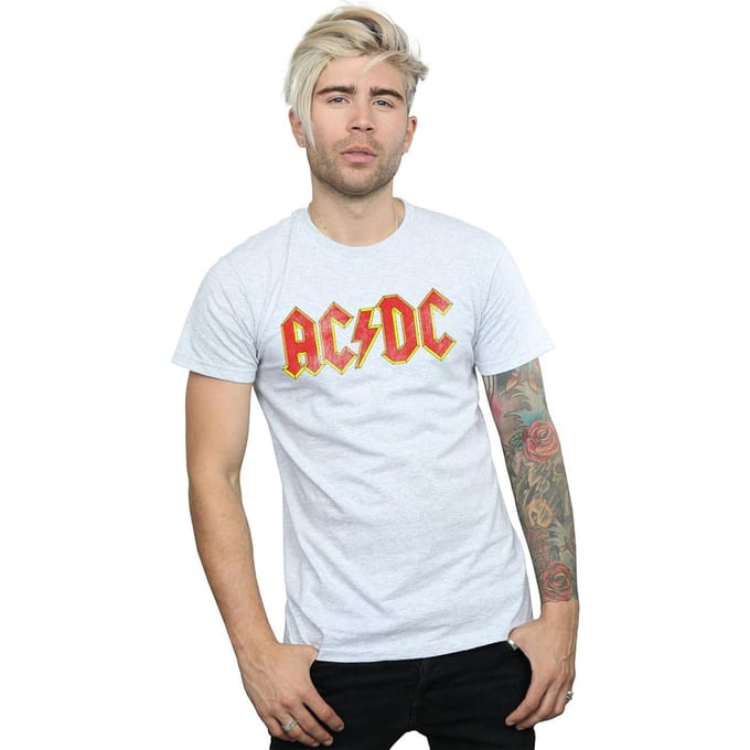 AC/DC Menselijk verweerd logo T-shirt (Sportgrijs)