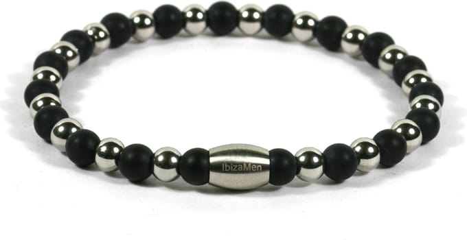 Heren armband edelstaal onyx matte 6mm - Ibizamen 20cm