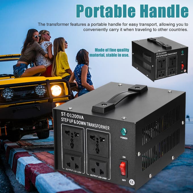 Step Up&Down Transformator Compacte Spanningsomvormer 1200VA Draagbare Huishoudelijke Elektrische Apparaten EU-plug zwart