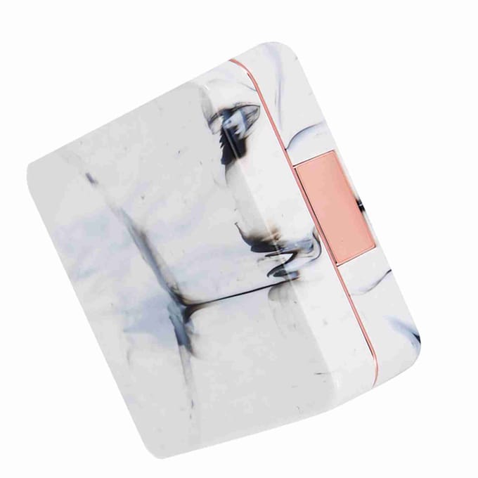 Draagbare Marmeren Oppervlak Spiegel Vierkante Inweek Contactlenzenhouder Roségoud white