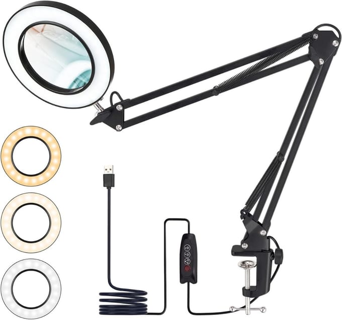 Vergrootglas Met Verlichting - Loeplamp met Led Verlichting - Zwart
