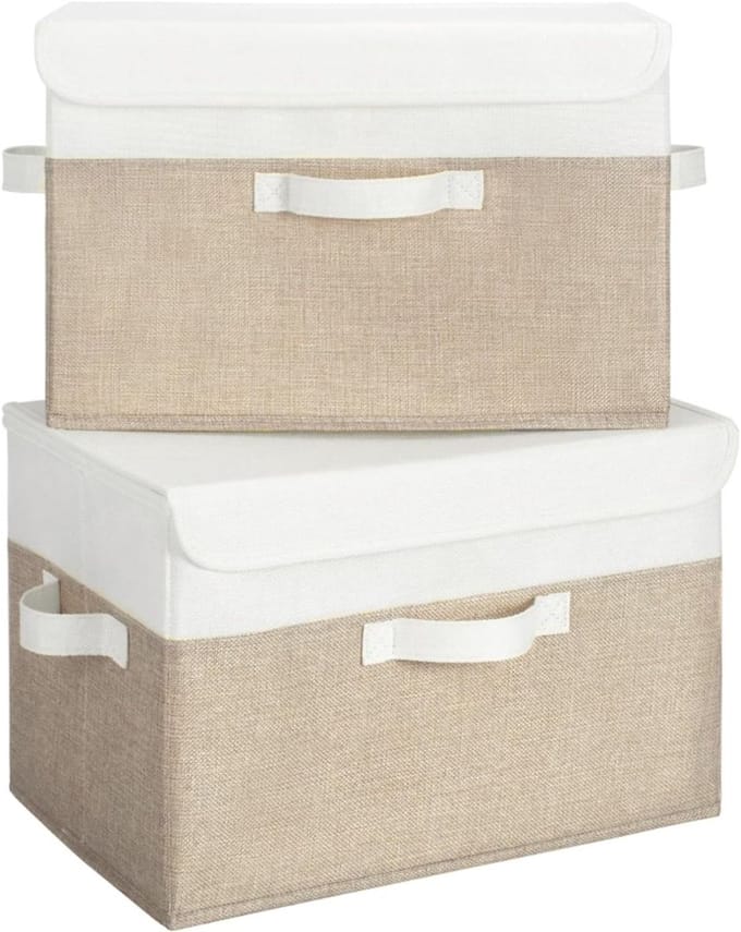 VLSelect® Opbergbak met deksel - Opbergbox - Opbergdoos - Set Van 2