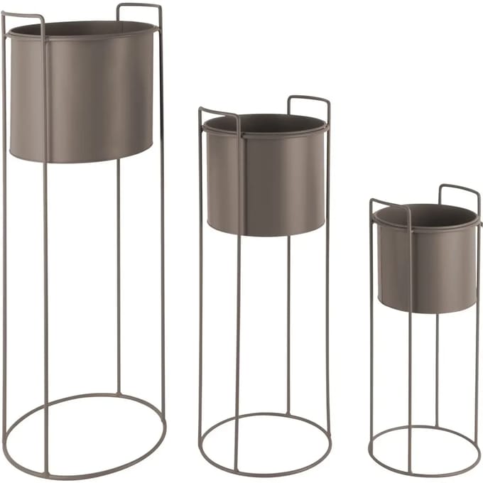 Present Time Bloempot Set Essence - Grijs - 80xØ28 cm & 28xØ23 cm & 50xØ19 cm - Modern