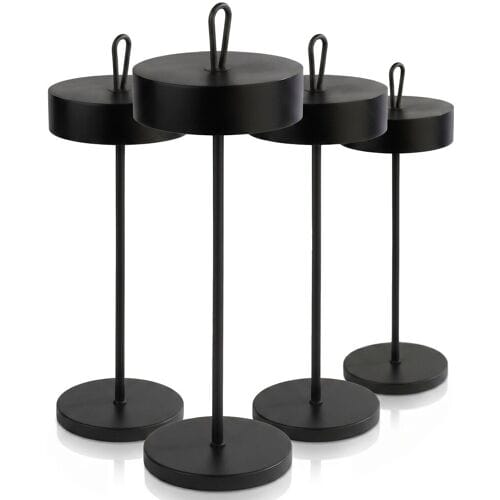 GGM Gastro (4 Stück) Tischleuchte - CLEO - dimmbar in 3 Stufen - Ø 120mm - Schwarz