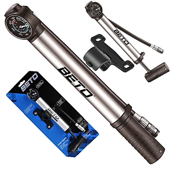 Beto Aluminium Fietspomp met Manometer & Slang - 80 PSI