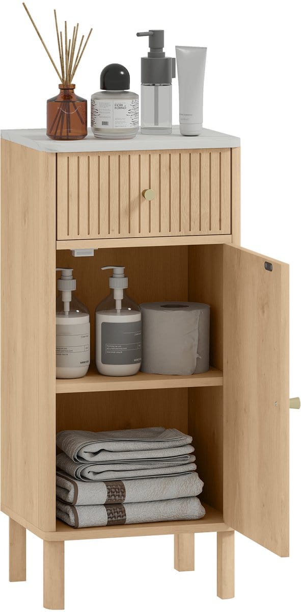 HOMCOM Badkamerkast - MDF - 36x30x80cm - Eiken