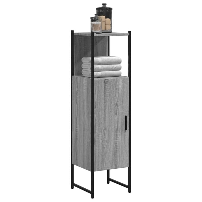 vidaXL - Badkamerkast - 33x33x120,5 - cm - bewerkt - hout - grijs - sonoma - eiken