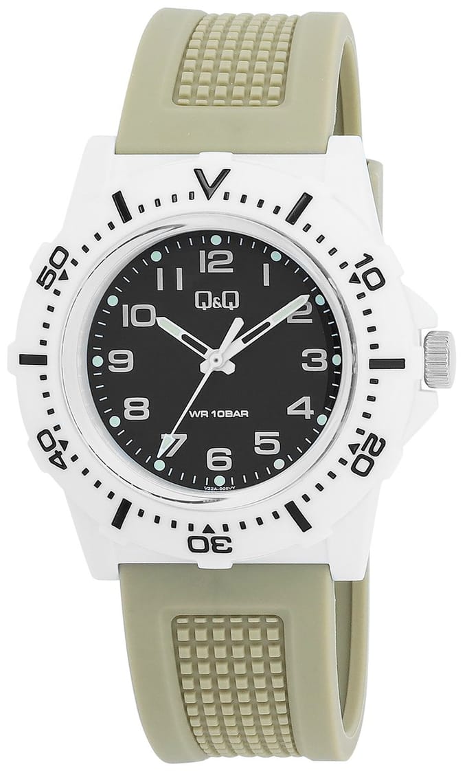 Q&Q herenhorloge Silikon zilverkleurig, 10 ATM