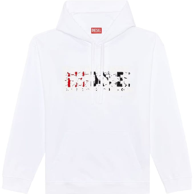 Diesel dubbel vernietigd logo witte hoodie
