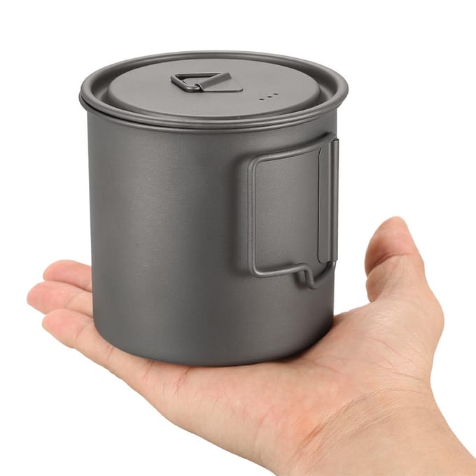 Lixada Ultralight Titanium Cup Outdoor Draagbare 2PCS Cup Set Camping Picknick Waterbeker 350ml & 650ml gray