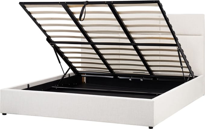 LAGORD - Bed met opbergruimte - Off-white - 180 x 200 cm - Polyester