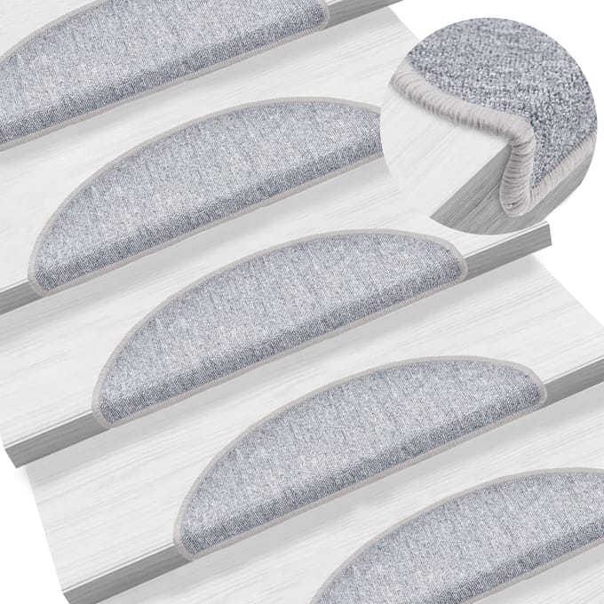 vidaXL - Trapmatten - 15 - st - 56 - x - 17 - x - 3 - cm - Non-Slip - Lichtgrijs