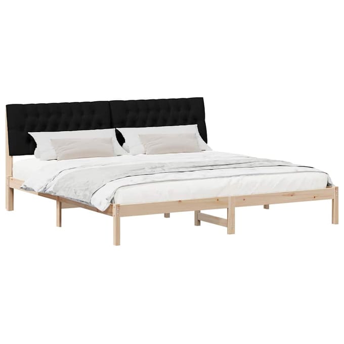 vidaXL - Bedframe - met - Gevoerde - Hoofdbord - Bruin - 200 - x - 200 - cm