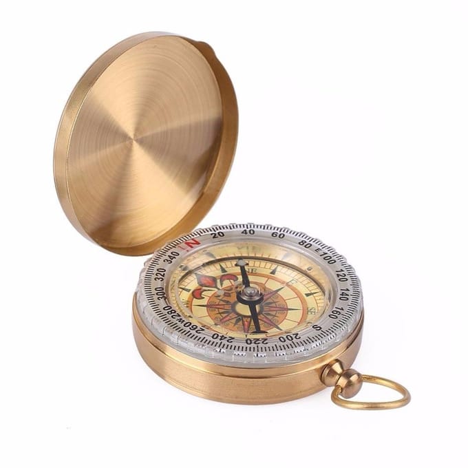Boussole lumineuse rabattable multifonctionnelle, résistante aux secousses, pour randonnée, Camping, outils de survie beige