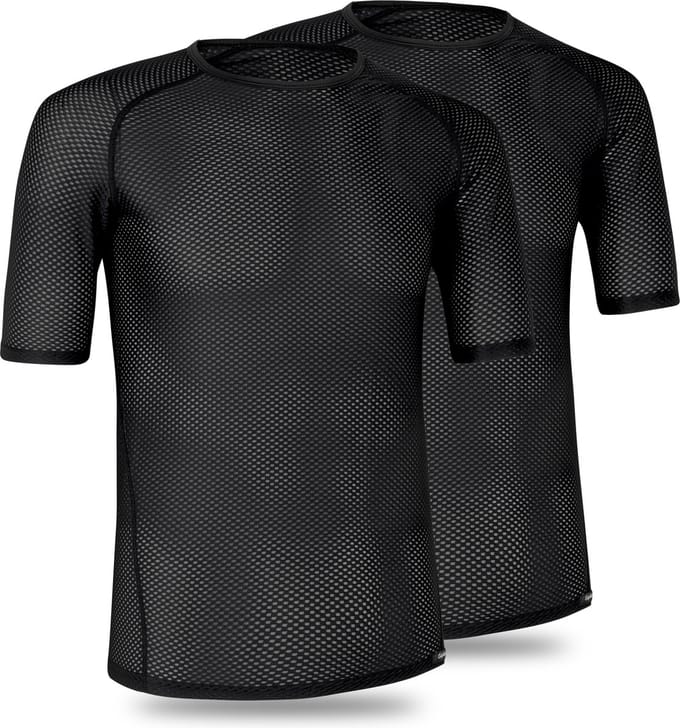 GripGrab - Ultralight Mesh 2PACK Korte Mouw Base Layer Zomer Fiets Ondershirt Polygiene Zweethemd - Zwart - Heren - Maat L