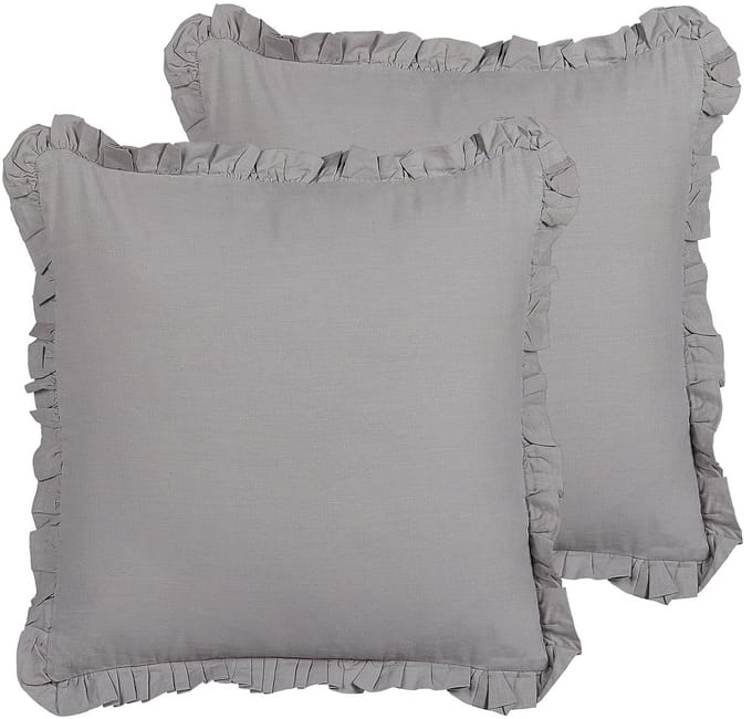 GLABRA - Sierkussen set van 2 - Grijs - 45 x 45 cm - Linnen