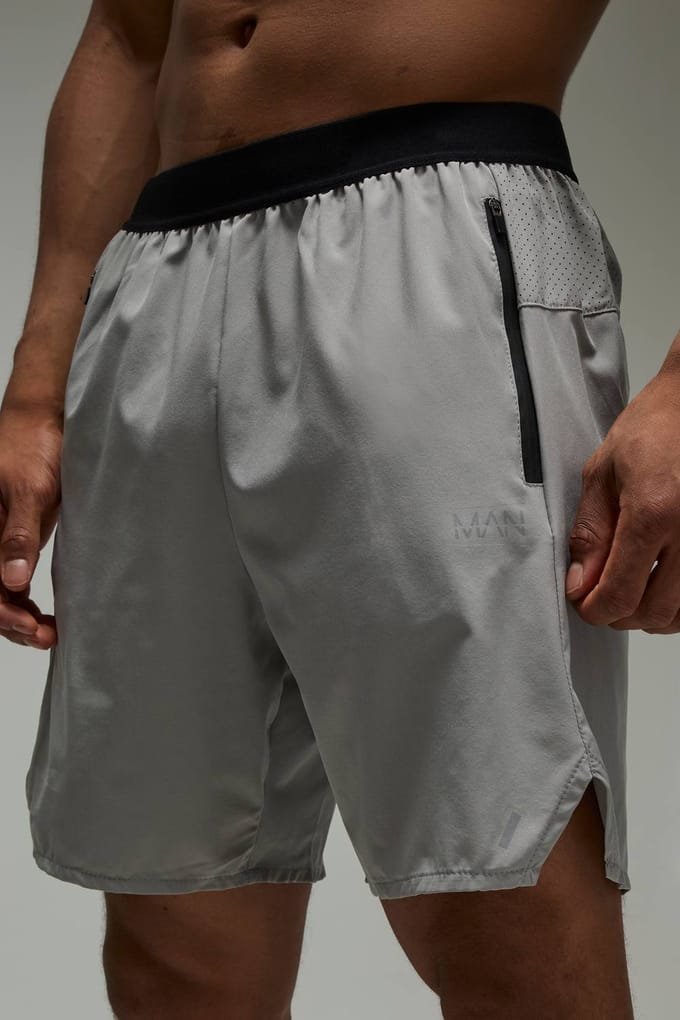 Men's Active Geperforeerde Stretch Geweven 7inch Shorts | Light Grey | Size Medium