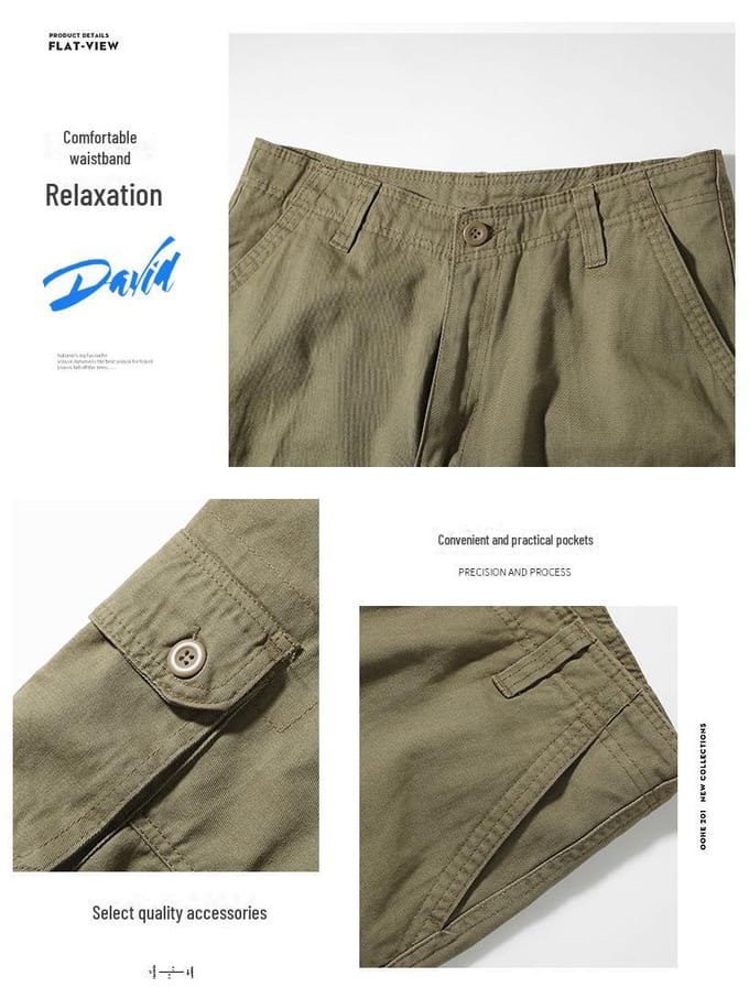 Heren zomer losse effen kleur 5-punts shorts: Trendy en casual strandbroek 32 (approx. 25 inches) kaki