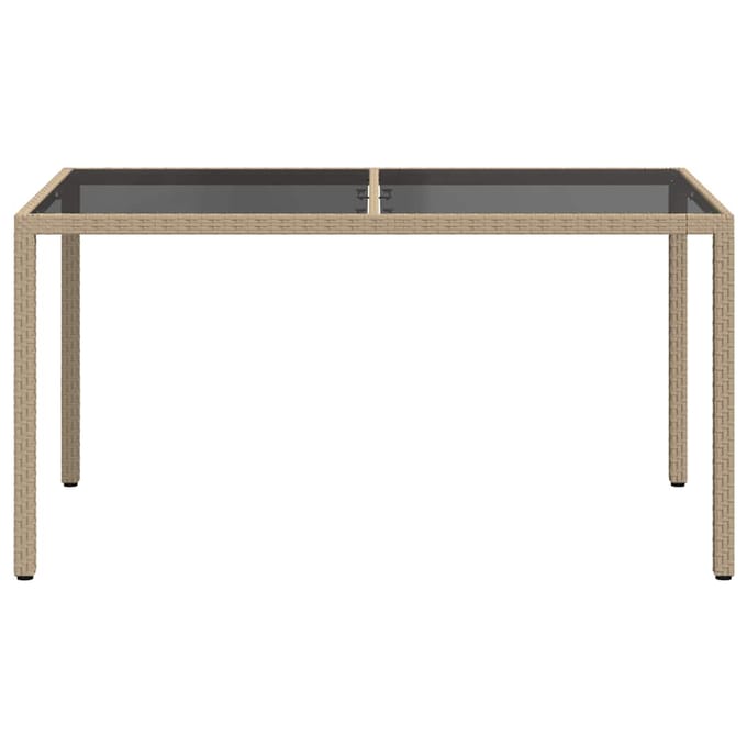 vidaXL - Tuintafel - 150x90x75 - cm - gehard - glas - en - poly - rattan - beige