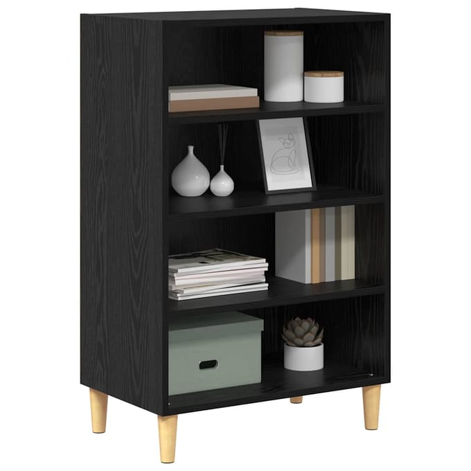 vidaXL - Dressoir - Zwart - Eiken - 57 - x - 35 - x - 89,5 - cm - Bewerkt - hout