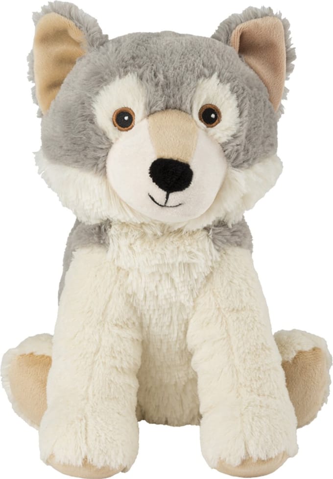 Warmies warmte/magnetron knuffel wolf - grijs - 24 cm - pittenzak - opwarm knuffel
